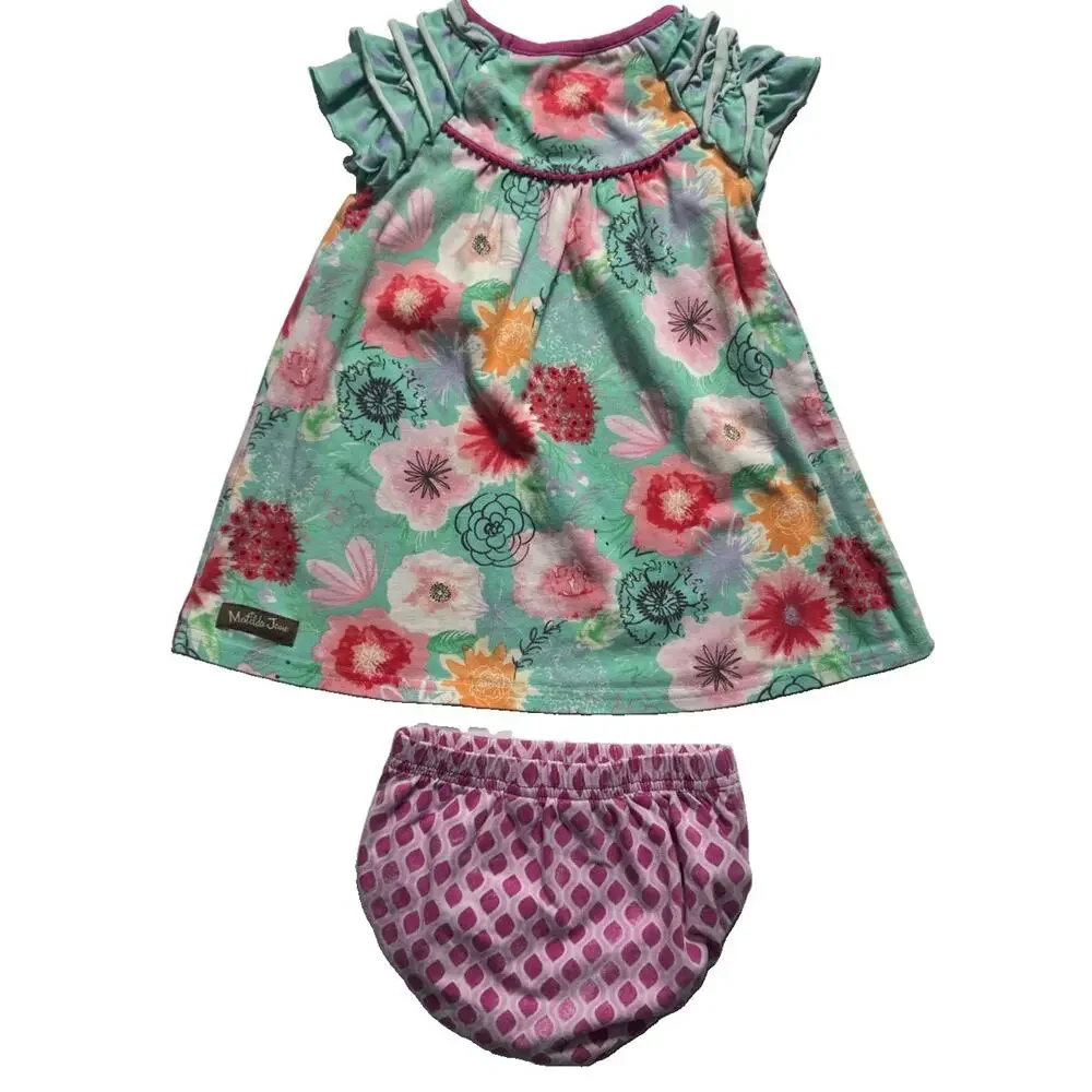 Matilda Jane Baby Girls 6-12 Months Floral Tunic Top & Bloomers 2 Pc Outfit